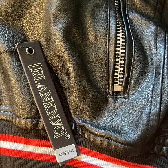NWT Blank NYC Leather bomber Jacket M - Picture 9 of 9